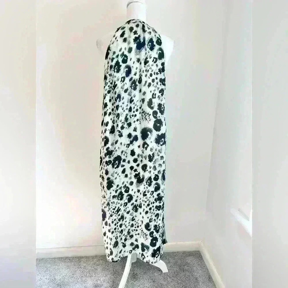 Zara Z1975 Denim Leopard Blue Tone Side Slit Button Down Sleeveless Maxi Dress - Picture 6 of 10